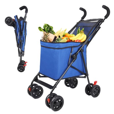 Fällbar Marknadsvagn, Lättviktsmaterial, God Kapacitet,Blå