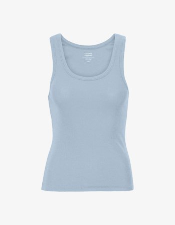 Women Organic Rib Tank Top - Powder Blue - XL