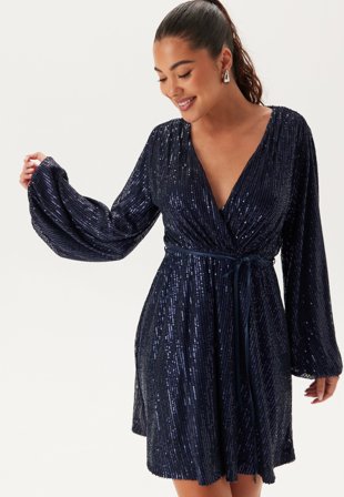 Bubbleroom Occasion - Sequin Balloon Sleeve Dress - L