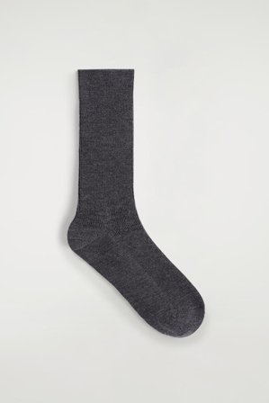 COS Women's Ribbed Wool Socks in Grey