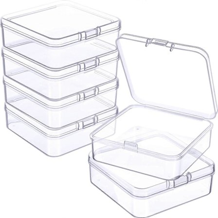 6 stk. Mini Plast Gjennomsiktige Perler Oppbevaringsbokser for å samle små gjenstander, perler, visittkort, spillbrikker, håndverk