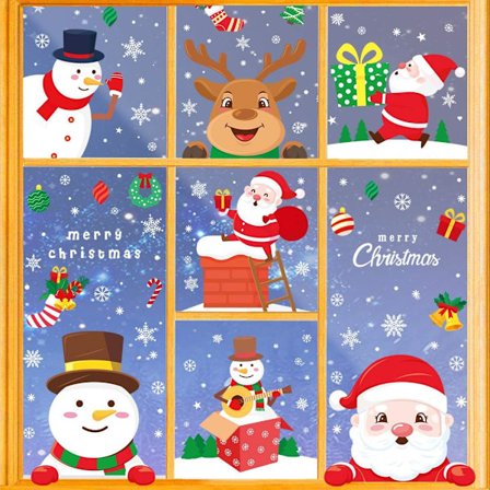 7 arkkia jouluikkunatarroja, jouluikkunakoristeet, joulupukki