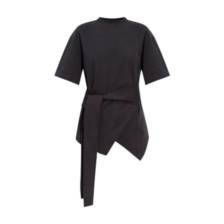 The Attico ‘Mabel’ asymmetric T-shirt with tie waist , Zwart , Dames , Maat: S
