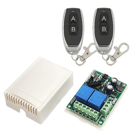 220 V AC 2-kanavainen langaton kaukosäädin, On/Off-lähettimellä autotallin ovelle, valolle, kotikäyttöön [DB]