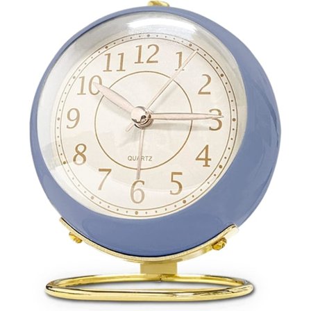 SCSYV Liten väckarklocka, klassisk retro analog söt enkel design liten bordsur med tyst batteridriven tyst bakgrundsbelysning för barn/sovrum/