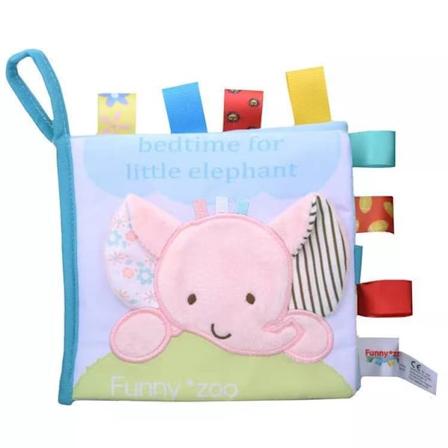 Pink elefant Blød babybog, stof babybog, 3D baby aktivitetsbog dyr, haler, sensorisk berøring og følelse Pink elephant
