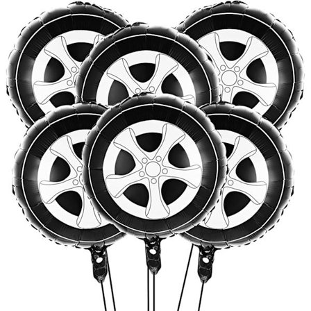 Paket 18 tum Racing Bil Folieballonger kompatibla Bil Födelsedagsdekoration, Biltema Festtillbehör, Svart och Vit