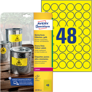 Avery Etikett gul Ø30mm