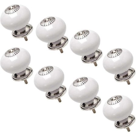 8 st Skåpknoppar Keramiska Knoppar Vintage Knopp Rund Lådhandtag Möbel Dörr Skåp Garderob Byrå Dekorativ (Vit) [DB]