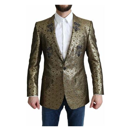 Dolce & Gabbana, Bee Martini Blazer Jacket Geel, Heren, Maat:S,polyester