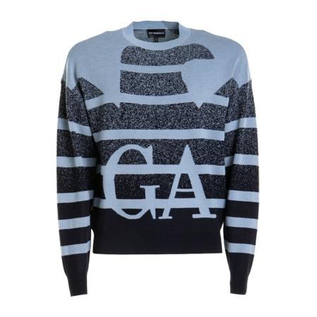 Emporio Armani Stickat blå, Herr Tröjor, Herr, Storlek: S