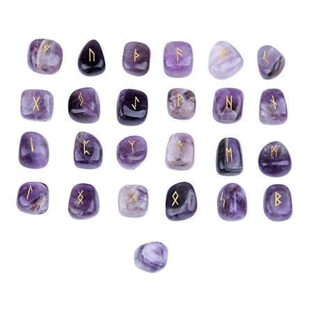 Amethyst Rune Stone Engraved Crystal Stones