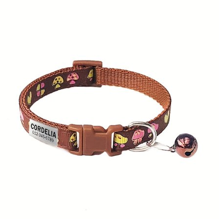 1 stk. Personlig soppeklokkehalsbånd for katter og hunder, egnet for små kjæledyr med ID-navn og kontaktinformasjon, anti-tapt, gratis gravering[D]