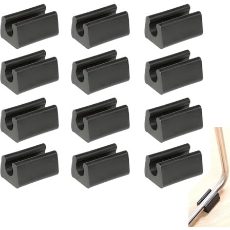 12 stk. Stolebenshætter Rør Endehætter Puder Møbel Gulvbeskyttere U Form Plast Stolehætter, Stolebenshætter Silikone Rørklemme (10mm, Schwarz)