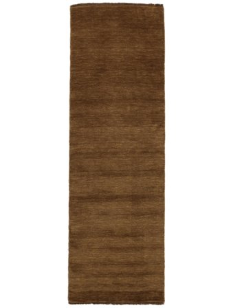 Tappeto Di Lana Monocromatico Handloom Fringes Marrone Piccolo