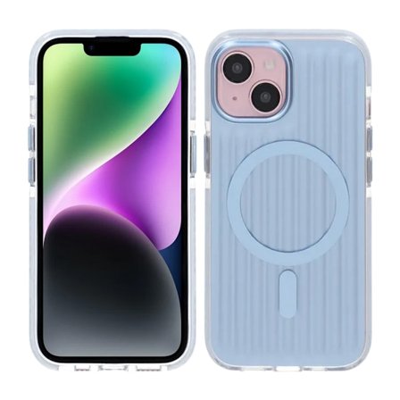 Corrugated suitcase metal paint magnetic suction Case For iPhone 15/14/13 Blue
