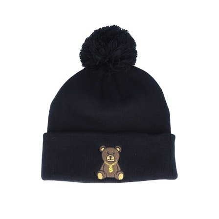 Kiddo Cap - Černá Beanie - Kids Bling Bling Teddy Pom Pom Black Beanie @ Hatstore