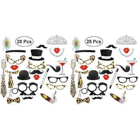 50 st Bröllopsfotobås rekvisita fluga Leopard Design Photobooth Kit