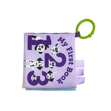 Babybog med klare farver og dyrebilleder