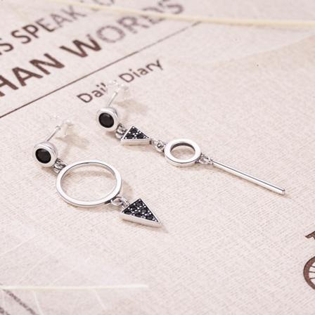 Geometriska Halo Hängande Örhängen - 925 Sterling Silver - Långa