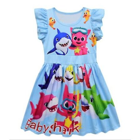 Tecknad Baby Shark Baby Shark Barnklänning Feifei Sleeve Girl's Dress 3900a
