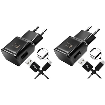 2 snabbladdare med 1,5 m kablar, kompatibla med Samsung Galaxy och Note Plus