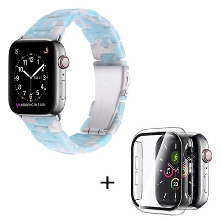 Apple Watch SE 2022 (40mm) klockarmband med 3 pärlor i resin och genomskinligt hölje - Himmelsblå