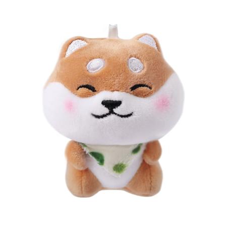 Plys Shiba Inu nøglering PP bomuld udstoppede hund nøgleringe Blødt fluffy dyrevedhæng Khaki Light Brown
