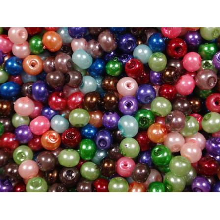 200st Vaxade Glaspärlor 4mm- Blandade Färger Flerfärgad 4 Mm