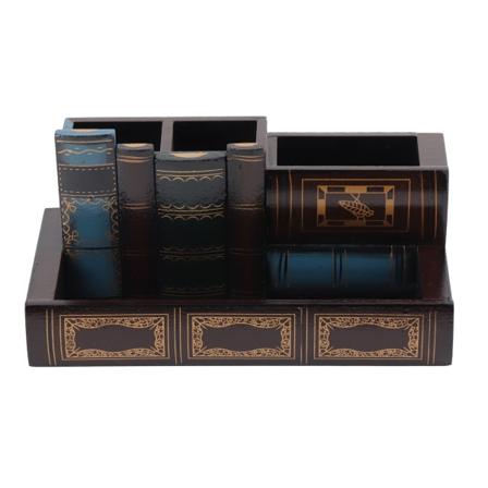 Retro treskrivebordsarrangør, unik design av premiumtre Robust, holdbar, bred applikasjon penneholder