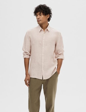 Selected Slhregkylian-Linen Shirt Ls Classic Noos - Beige - L