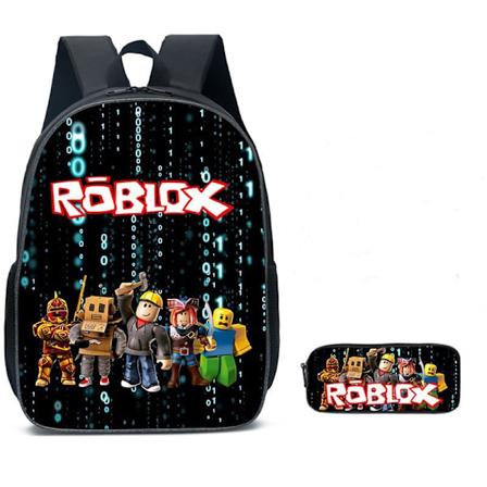 Roblox Rygsæk Skole tasker Rejsetasker 2 sæt - Julegave Børn - Gave - Sort-A transparent