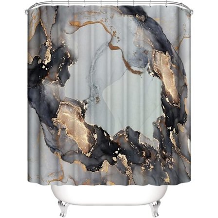 Duschdraperi Vattentätt Mögelresistent Tvättbart Badrumsdraperi Dekor med Marmormönster Duschdraperier med 12 Krokar_tfrf