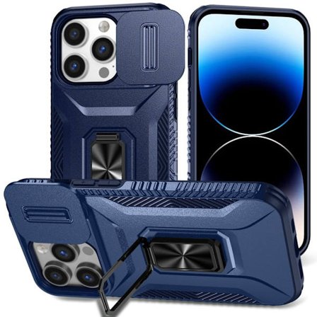iPhone 14 Pro Case Kickstand Lens Cover - Blue