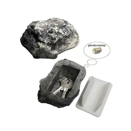 2 Stein Nøkkelgjemmer, Stein Nøkkelboks, Skjult Oppbevaringsboks for Ekstranøkkel (Usynlig Stein), Ser Ut og Føles Som Ekte Steiner, Utendørs Hage- 
