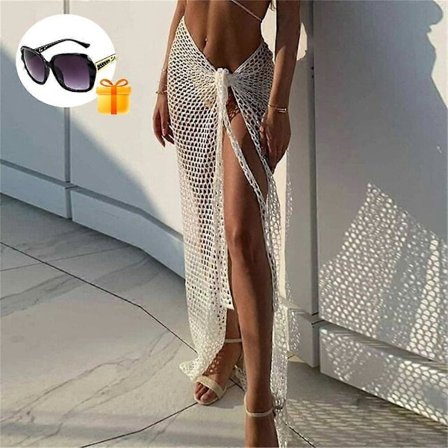 Sexiga tofs-kjolar för damer, strandöverdrag, omlottkjol i mesh, elegant mode, sommarstil