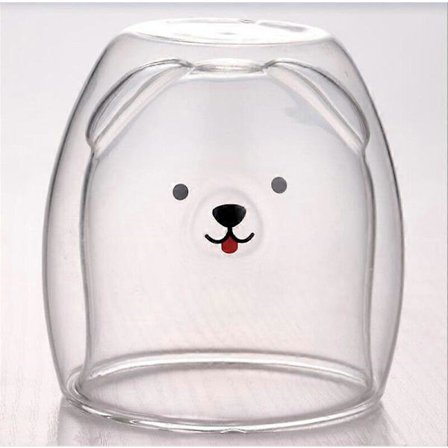 Kahvi Kaksiseinäinen Lasimuki Kuppi Joulu Palovammoja Estävä Söpö Luova Sarjakuva Tee Karhu Kissa Koira Eläin Lahja Kaksikerroksinen (FMY) Monivärinen