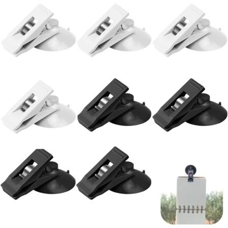 8 stk. klips til parkeringstillatelse for bil, frontrute parkeringsbillett holder med sugekopp, sugekoppklipsklemme, rund billett- og notatholder, 