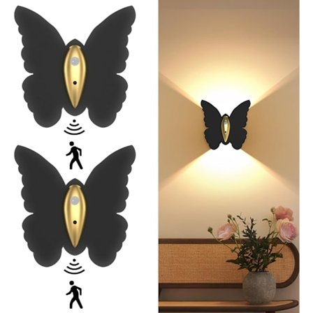 2-pack Uppladdningsbara Vägglampor med Rörelsesensor, 5000mAh Magnetiska Trådlösa Nattlampor för Trappor, Garderober & Hallar