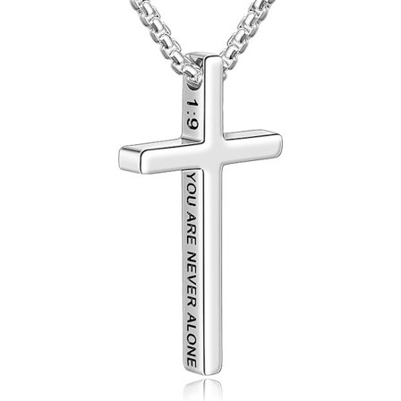Halskjede med kors for menn, inspirerende bibelverskors for menn, 316 rustfritt stål korshalskjede