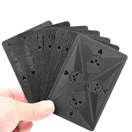 Black Metallic Spilling Card Death Skulls Poker Care Heavy Metal