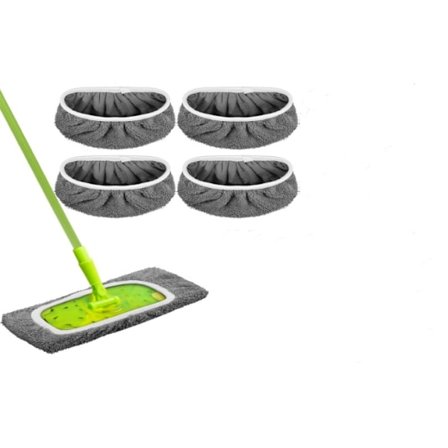 Swiffer Sweeper Moppe Erstatningspuder, Klude til Swiffer Gulvmoppe, Genanvendeligt Betræk, Grå Koralfarvet Fløjl