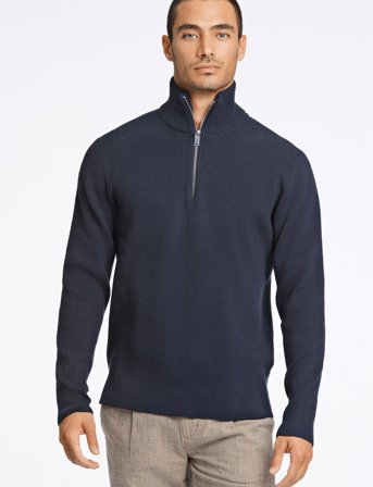 Lindbergh Half Zip Rib Knit - Navy - XXL
