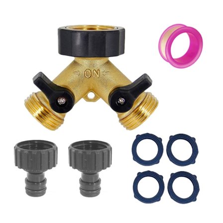 2-vejs vandhane splitter Y-fordeler til haveslanger, dobbelt vandindløb vaskemaskine 3/4 tommer vand splitter til tilslutning af 2 apparater, messing