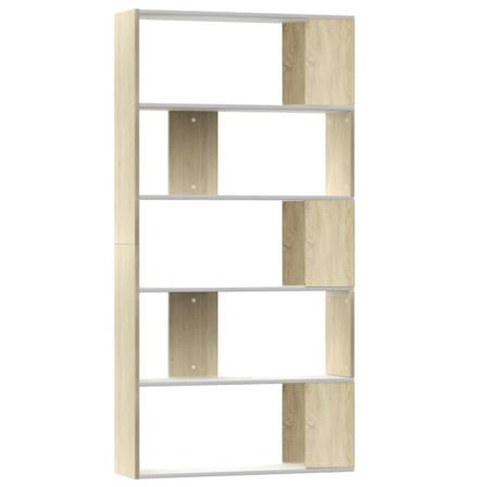 Vidaxl Bokhylla/rumsavdelare Vit Och Sonoma-ek 80x24x159 Cm Multifärg