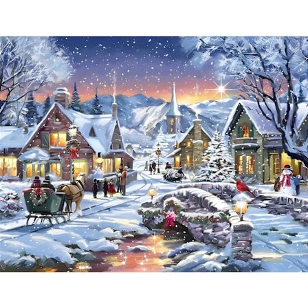 Jule Diamantmaleri Kits til Voksne, Vinter 30x40cm 5D Dia