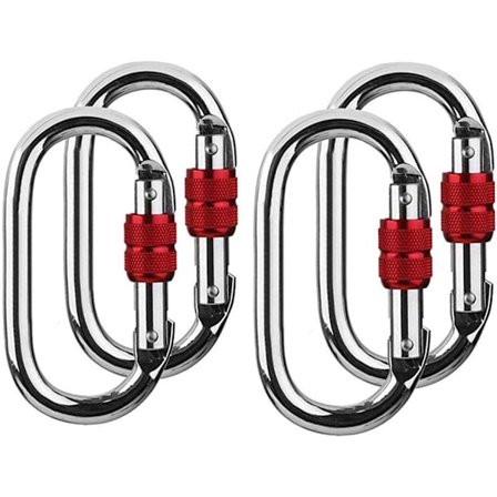 Silver Hard Steel Climbing Carabiner med skruvlås 4 set