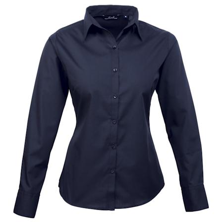 Premier Dam/Dam Poplin Långärmad Blus 12 Marinblå Navy 12
