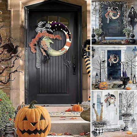 Halloween Spøkelsesaktig Krans Halloween Skrekk Dekorasjon Inngangsdør Halloween Krans Halloween Vennlig Spøkelseskrans Egnet Som Dørdekorasjon