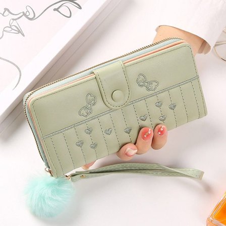 Nahkainen lompakko Kolikkokukkaro VIHREÄ